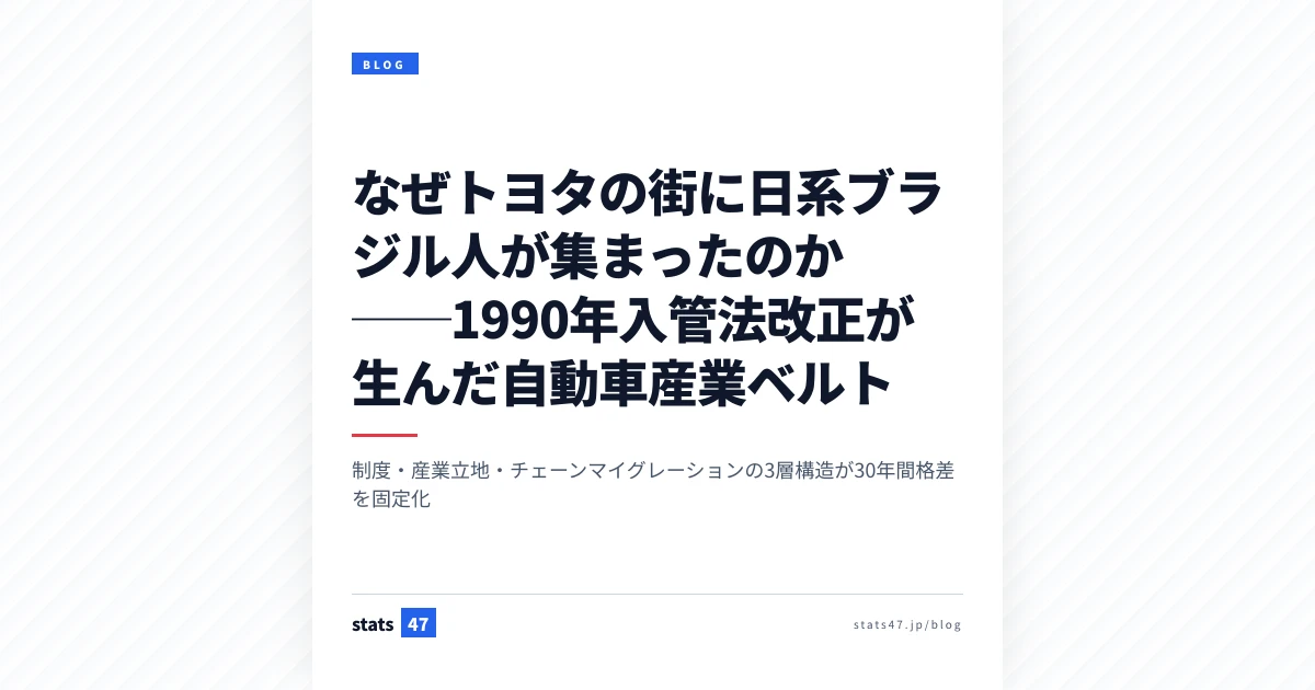 なぜトヨタの街に日系ブラジル人が集まったのか──1990年入管法改正が生んだ自動車産業ベルト