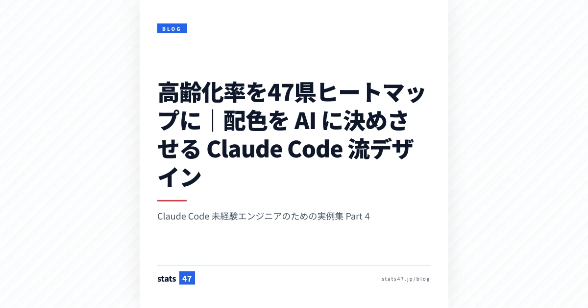 高齢化率を47県ヒートマップに｜配色を AI に決めさせる Claude Code 流デザイン