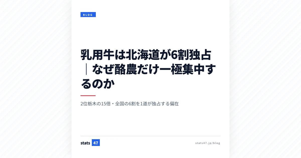乳用牛は北海道が6割独占｜なぜ酪農だけ一極集中するのか