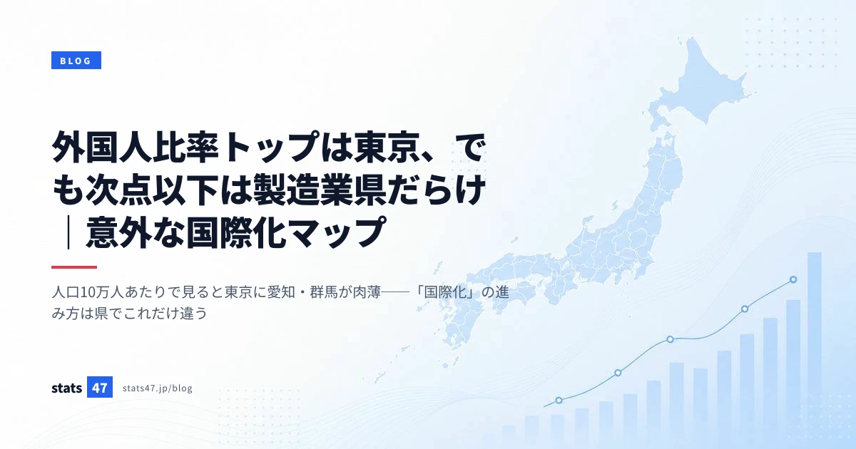 外国人比率トップは東京、でも次点以下は製造業県だらけ｜意外な国際化マップ