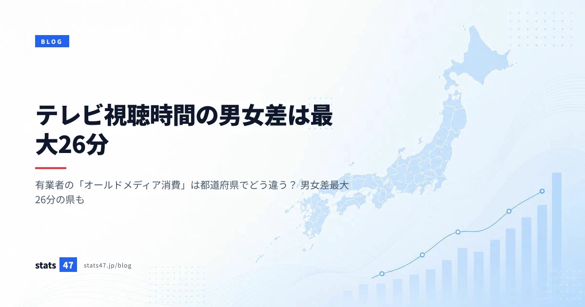 テレビ視聴時間の男女差は最大26分