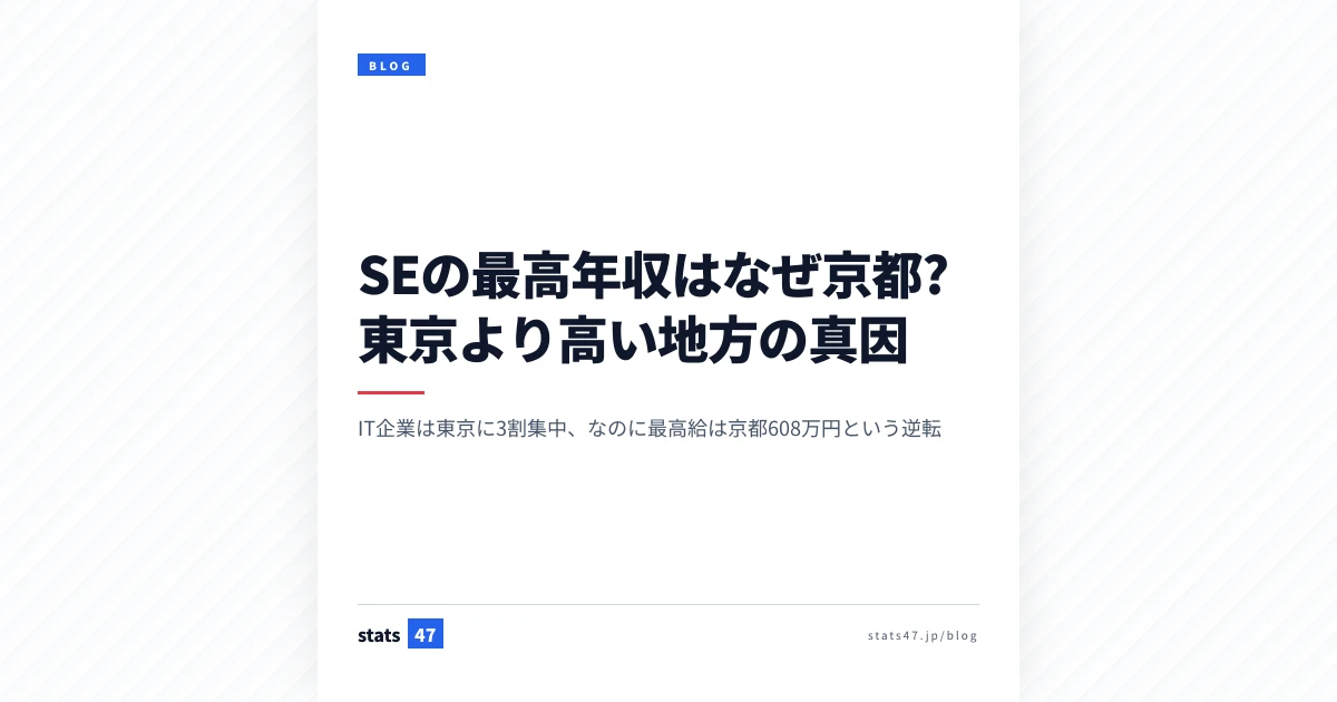 SEの最高年収はなぜ京都?東京より高い地方の真因