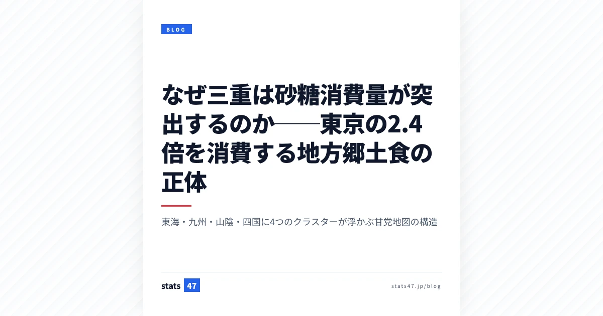 なぜ三重は砂糖消費量が突出するのか──東京の2.4倍を消費する地方郷土食の正体
